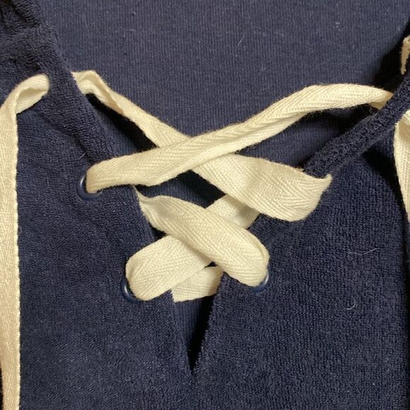 ANYBODY Baby Terry Hoodie with Lace-Up Tie Front - Picture 4 of 9